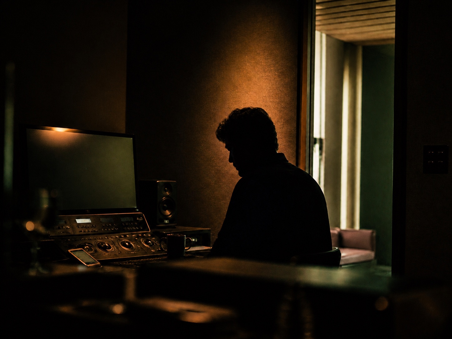 پرتره سینمایی در نور کم کنار پنجره